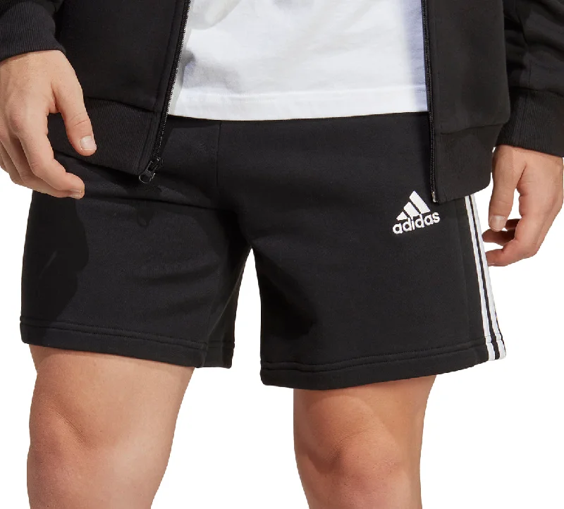 Men's camo print cargo shorts for outdoor adventuresadidas Essentials 3 Stripes Mens Shorts - Black