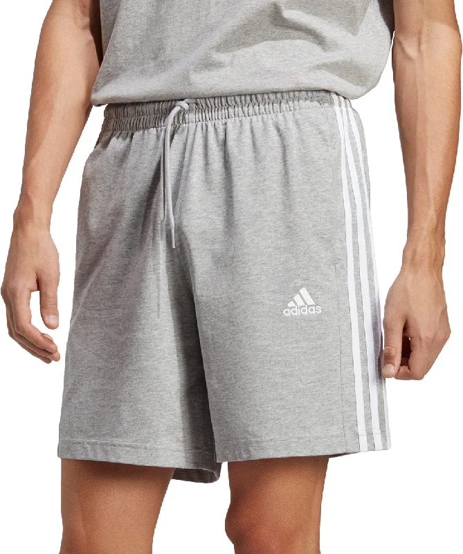 Men's side - stripe track shorts for a sporty running lookadidas Essentials 3 Stripes Mens Shorts - Grey