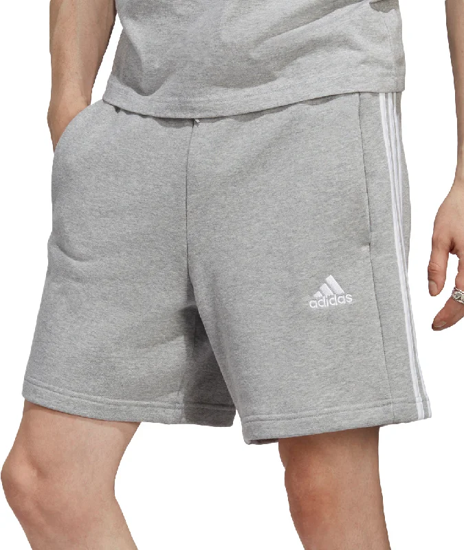 Men's camo print cargo shorts for outdoor adventuresadidas Essentials 3 Stripes Mens Shorts - Grey