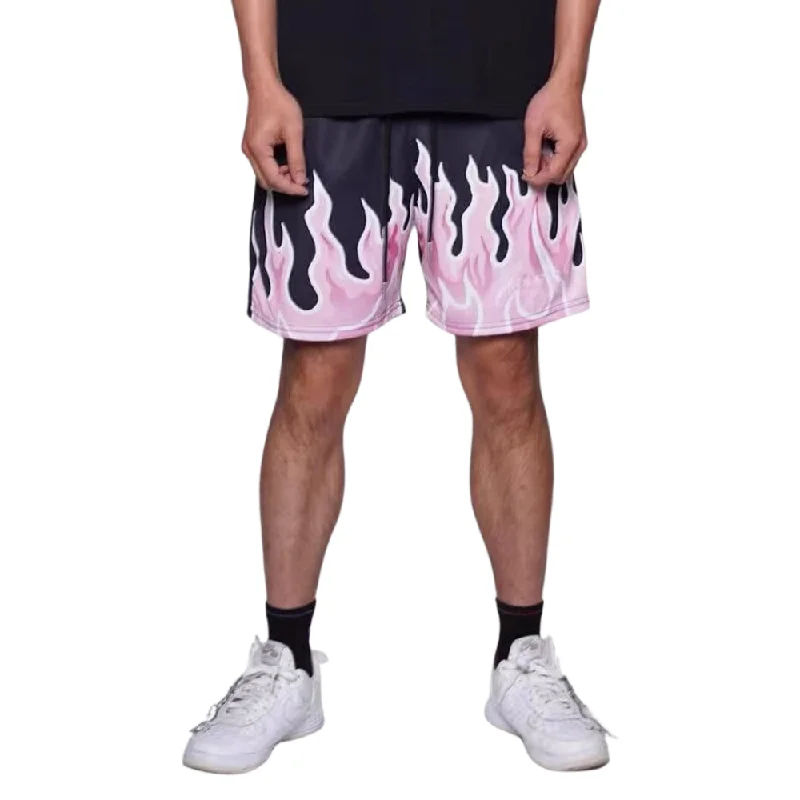 Men's button - fly denim work shorts for durability on the jobAmerican Street Basketball Flames Shorts