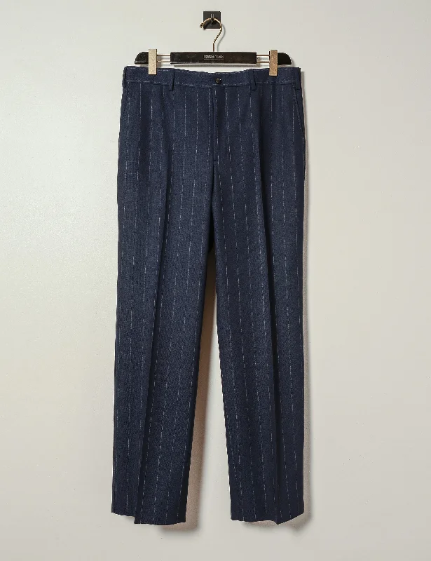 FINAL SALE: BKT36 Tailored Trouser in Travel-Ready Wool - Navy stripe