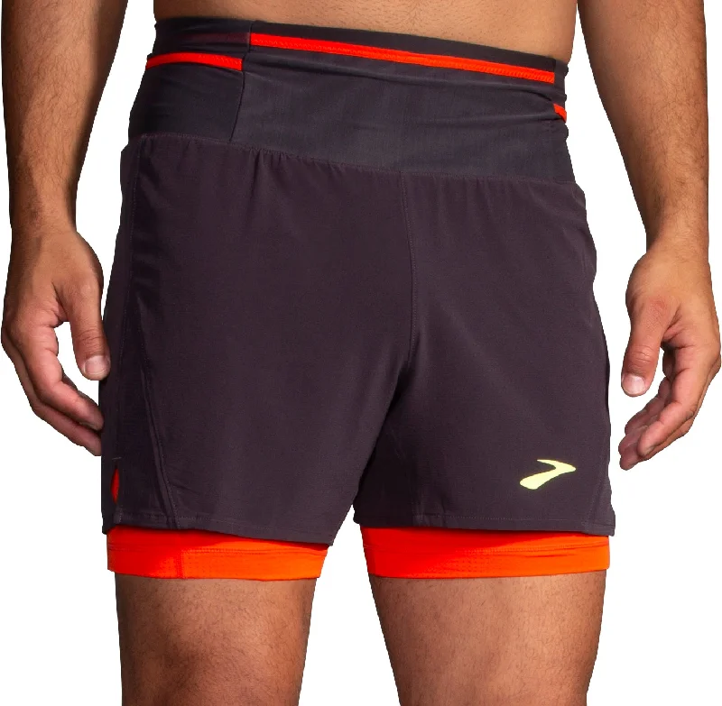 Men's adjustable - length convertible shorts for versatile useBrooks High Point 2.0 2 In 1 Mens Running Shorts - Grey