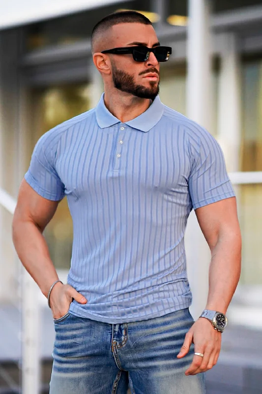 Men's formal - style silk blend polo shirts for special occasionsMen's High Quality Slim Fit Polo Shirt - Blue