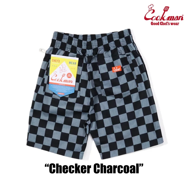 Men's side - stripe casual track pants for a sporty lookCookman Chef Short Pants - Checker : Charcoal