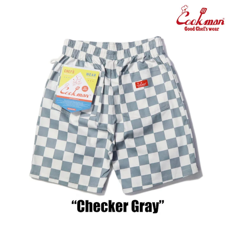 Men's pastel colored casual cotton pants for a spring - friendly styleCookman Chef Short Pants - Checker : Gray