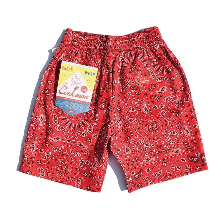 Men's relaxed fit casual chino pants for weekend brunchesCookman Chef Short Pants - Paisley : Red