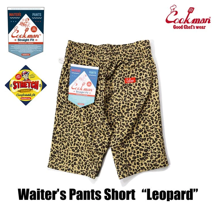 Men's elastic waistband casual lounge pants for lazy days at homeCookman Waiter's Short Pants (stretch) - Leopard