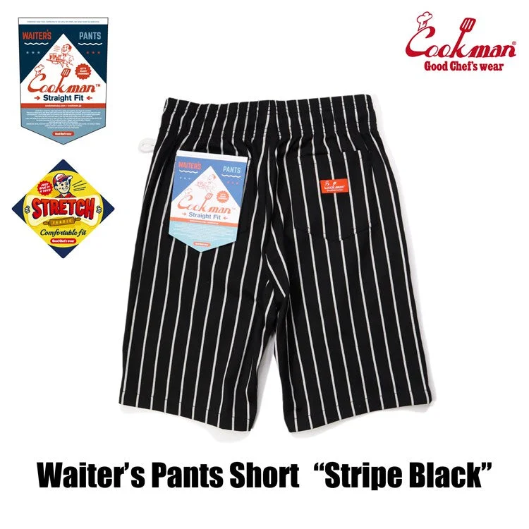 Men's cropped length casual linen pants for a breezy summer vibeCookman Waiter's Short Pants (stretch) - Stripe : Black