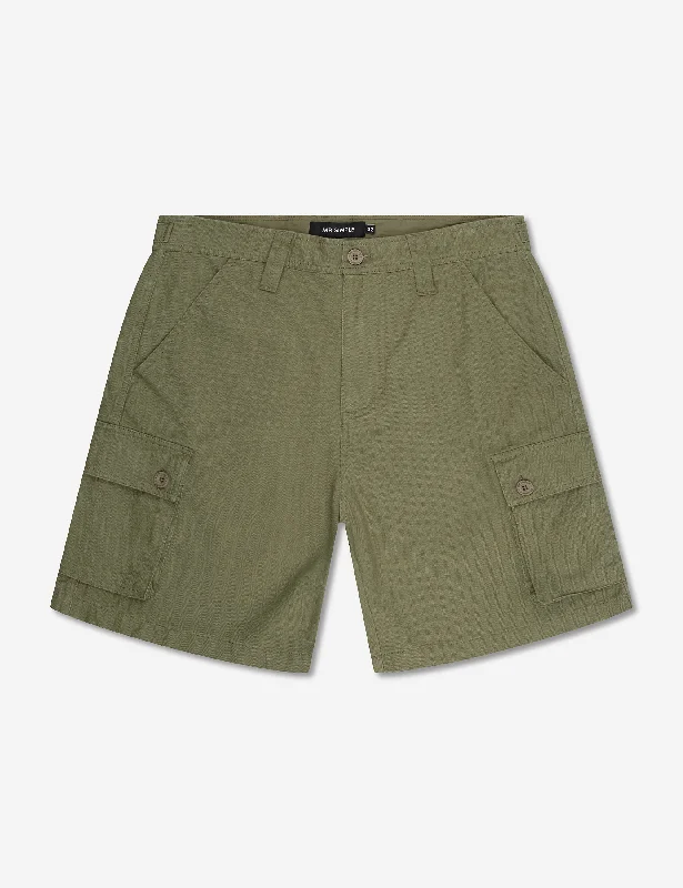 Men's zip - pocket canvas shorts for added functionality during travelFreighter Cargo Shorts - Army