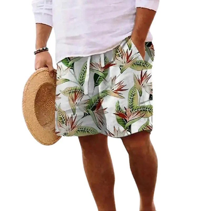 Men's side - stripe track shorts for a sporty running lookGerald™ Linen Hawaiian Shorts with Elastic Waist