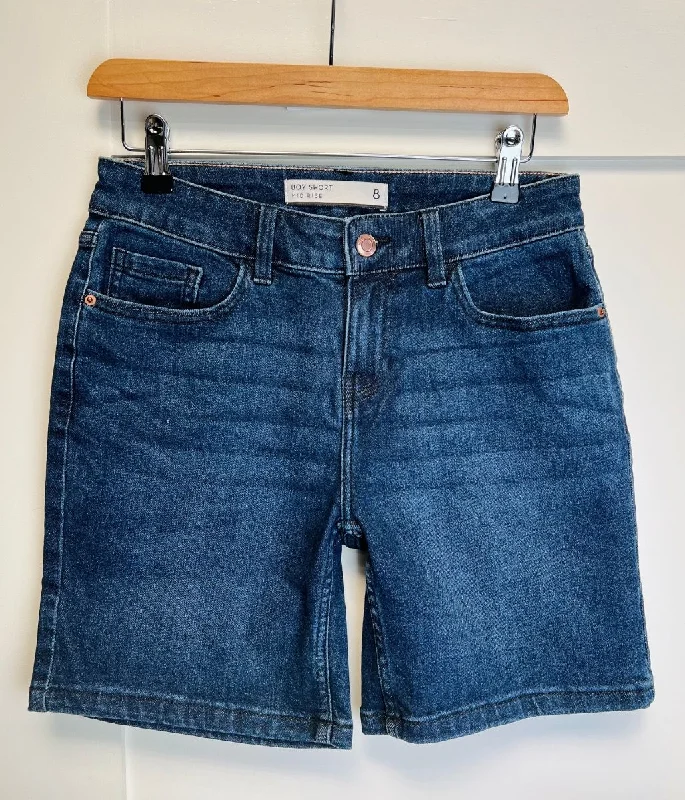 Men's drawstring casual linen shorts for a laid - back summer lookInky Blue Denim Mid Length Boy Shorts