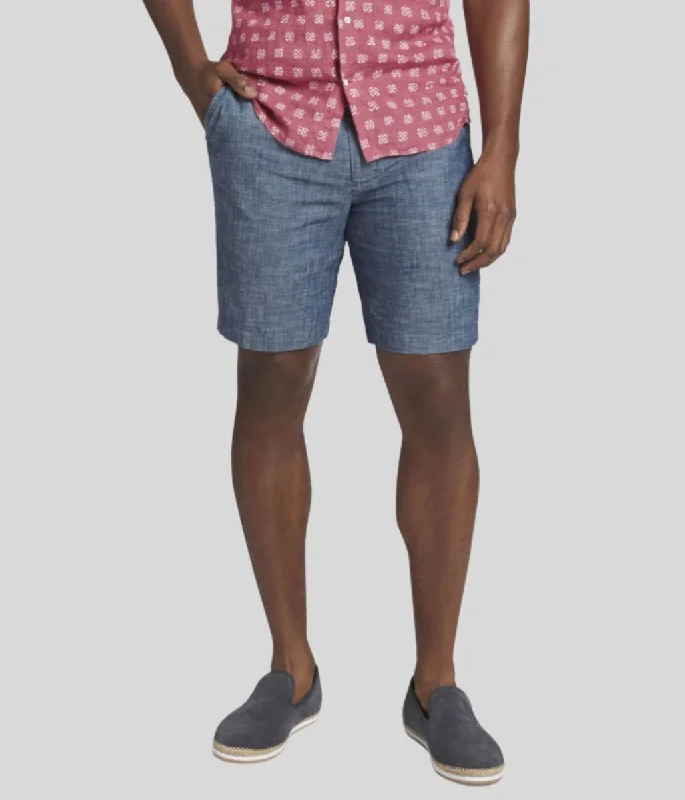 Men's pleated front twill shorts for a classic and sophisticated appearanceMens Blue Cotton Shorts