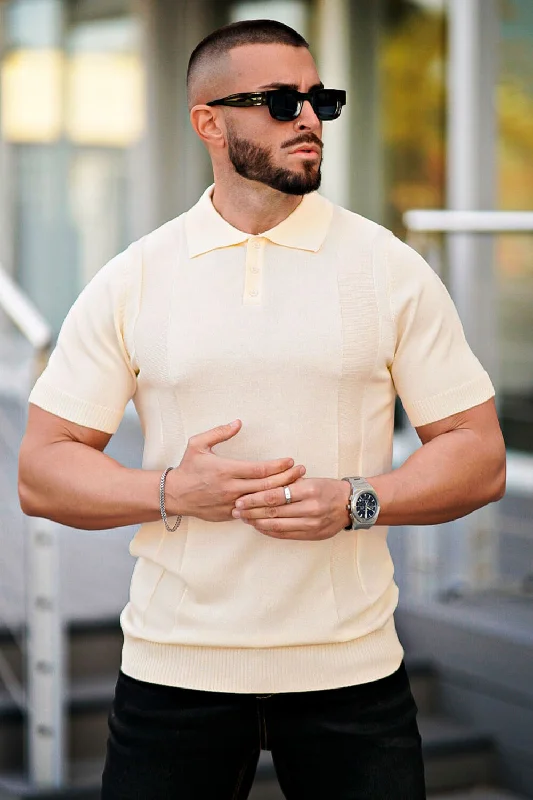 Men's vintage - inspired retro polo shirts with unique patternsMen's Slim Fit Short Sleeve Polo Shirt - Champagne