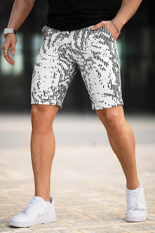 Men's side - stripe track shorts for a sporty running lookMen's Stretch Chino Shorts - Black And White