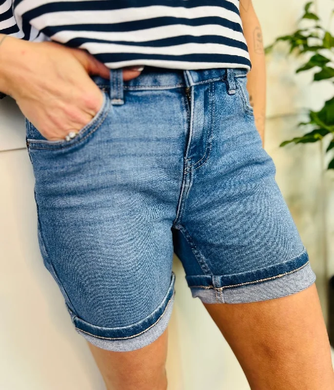 Men's side - stripe track shorts for a sporty running lookMid Denim Boy Shorts