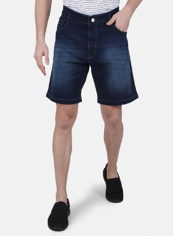 Men Blue Solid Short