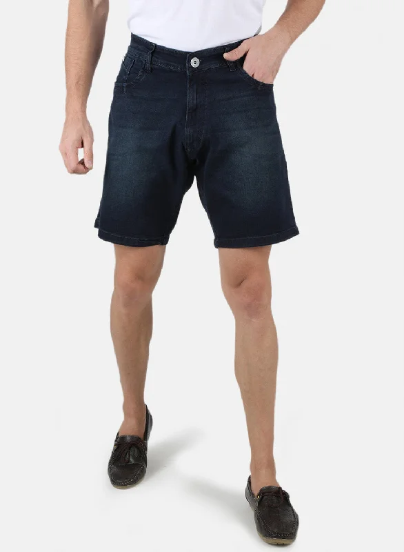 Men Navy Blue Light Wash Short