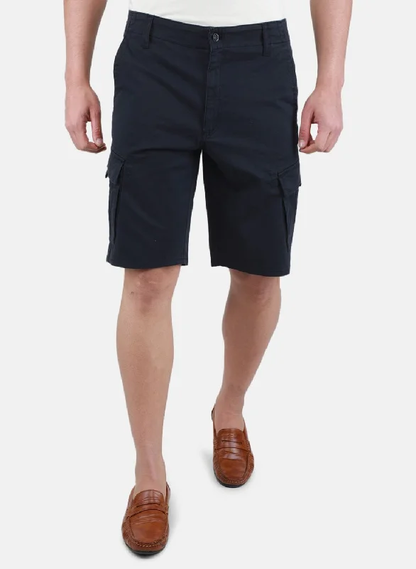 Men NAvy Blue Solid Short