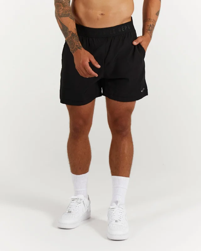 Men's ripped denim shorts for a trendy streetwear aestheticMuscle Republic | Max VO2 Shorts 5" - Black