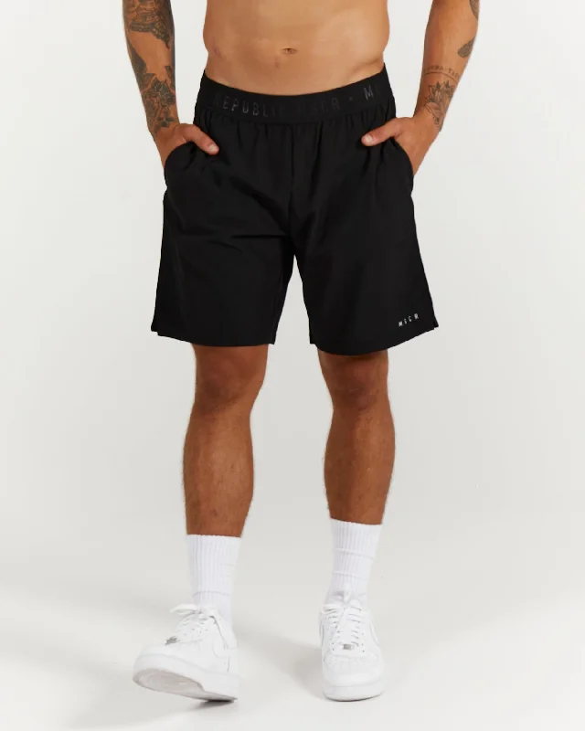 Men's wide - leg linen blend shorts for a relaxed beachside vibeMuscle republic | Max VO2 Shorts 8" - Black