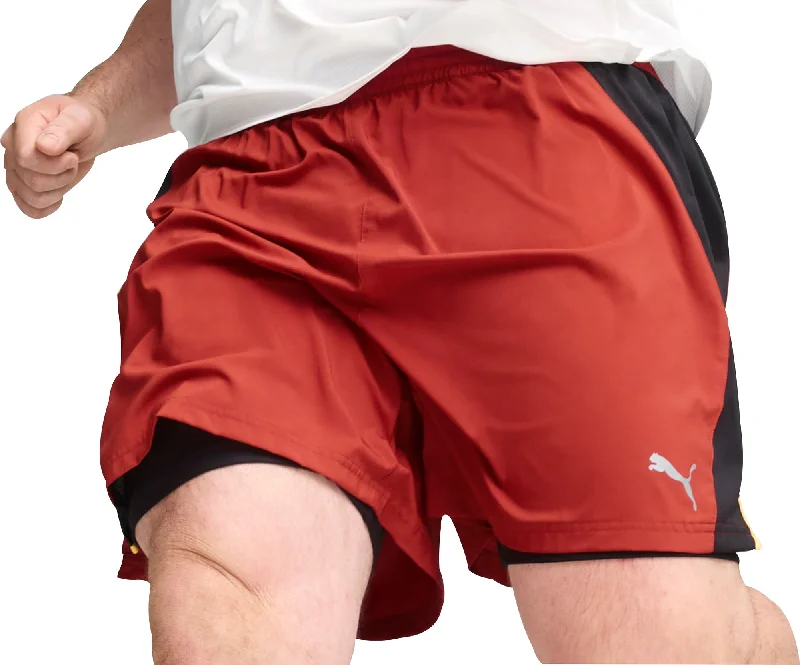 Men's floral print silk blend shorts for a unique night - out lookPuma Favourite Velocity 2 In 1 Mens Running Shorts - Red