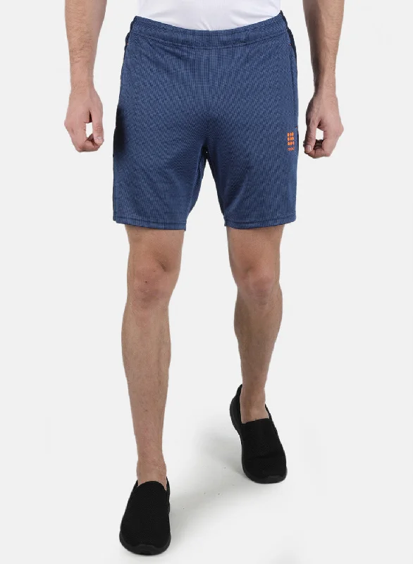 Men's elastic waistband lounge shorts for lazy weekends at homeMen Royal Blue Self Design Shorts