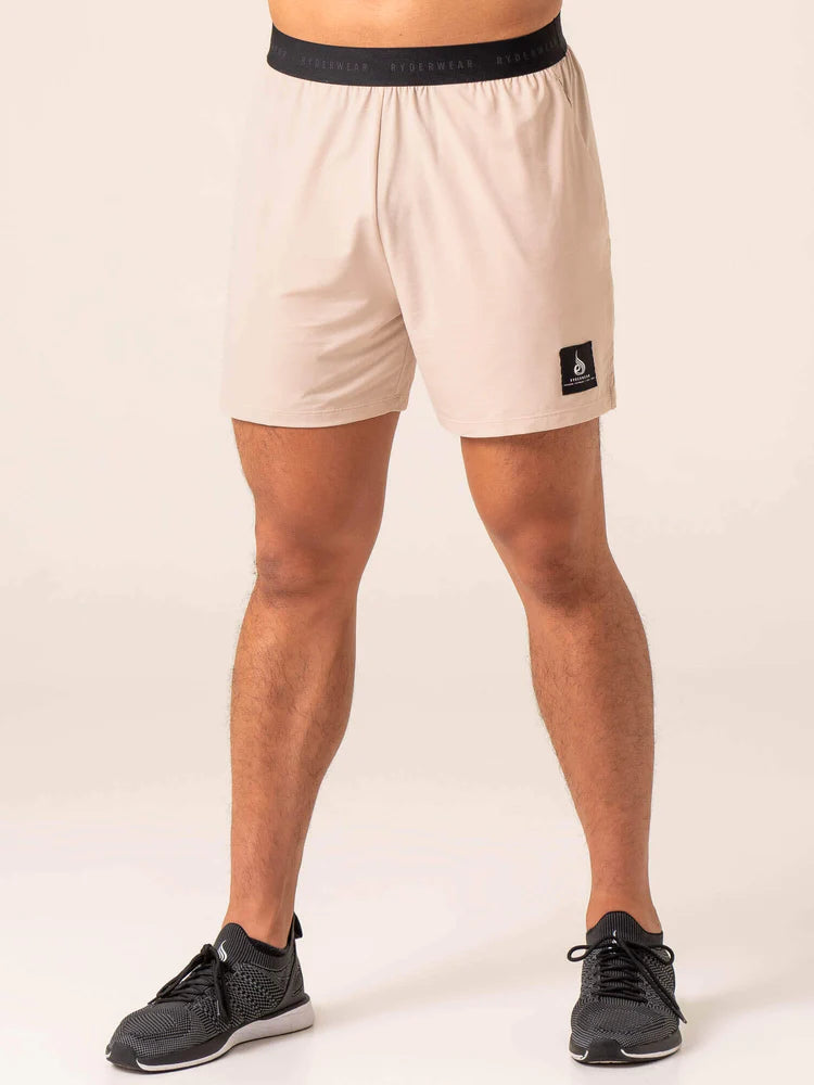 Men's drawstring casual linen shorts for a laid - back summer lookRyderwear | Terrain Mesh Gym Shorts - Chalk