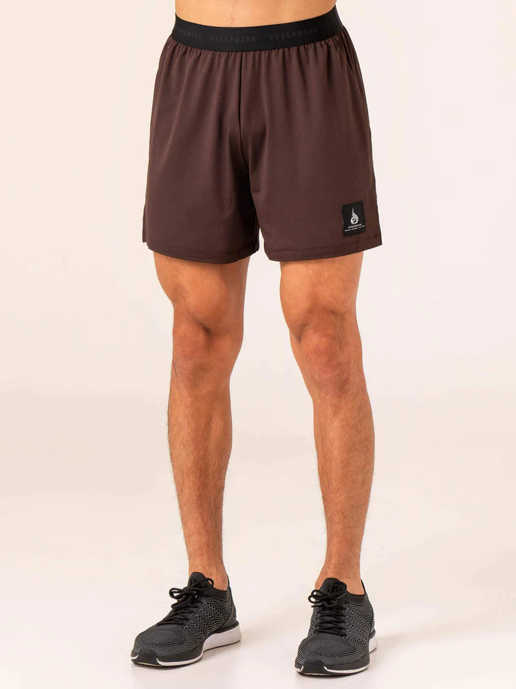 Men's adjustable - length convertible shorts for versatile useRyderwear | Terrain Mesh Gym Shorts - Dark Oak