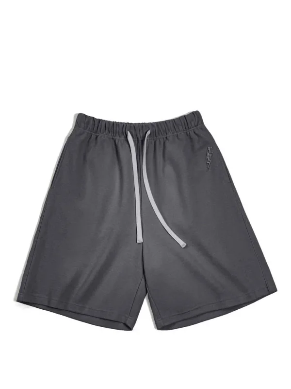 Men's high - waisted swim shorts with UPF protection for beach vacationsEmbroidered Pique Cotton Sweat Shorts