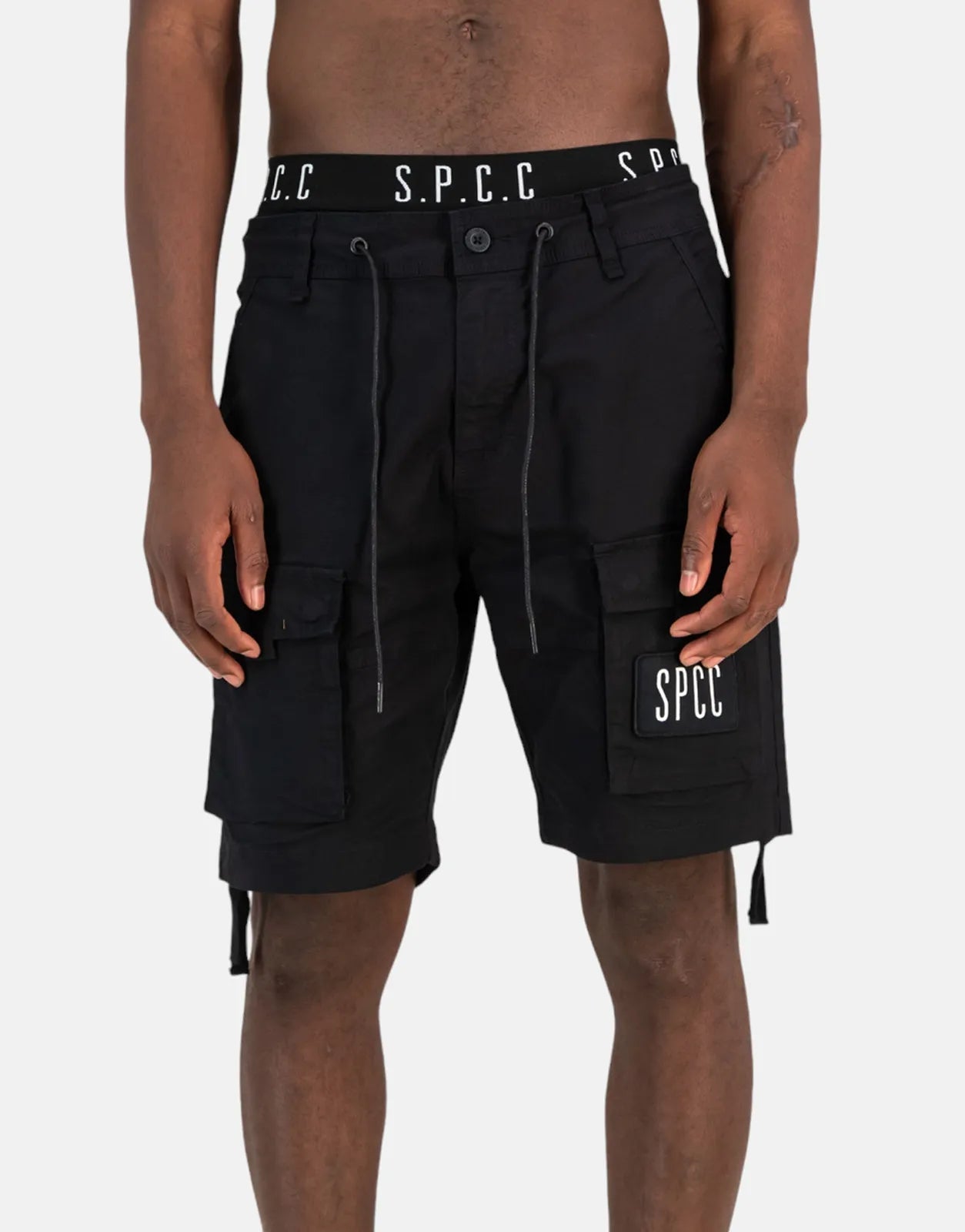 Men's floral print silk blend shorts for a unique night - out lookSPCC Larkin Utility Black Shorts