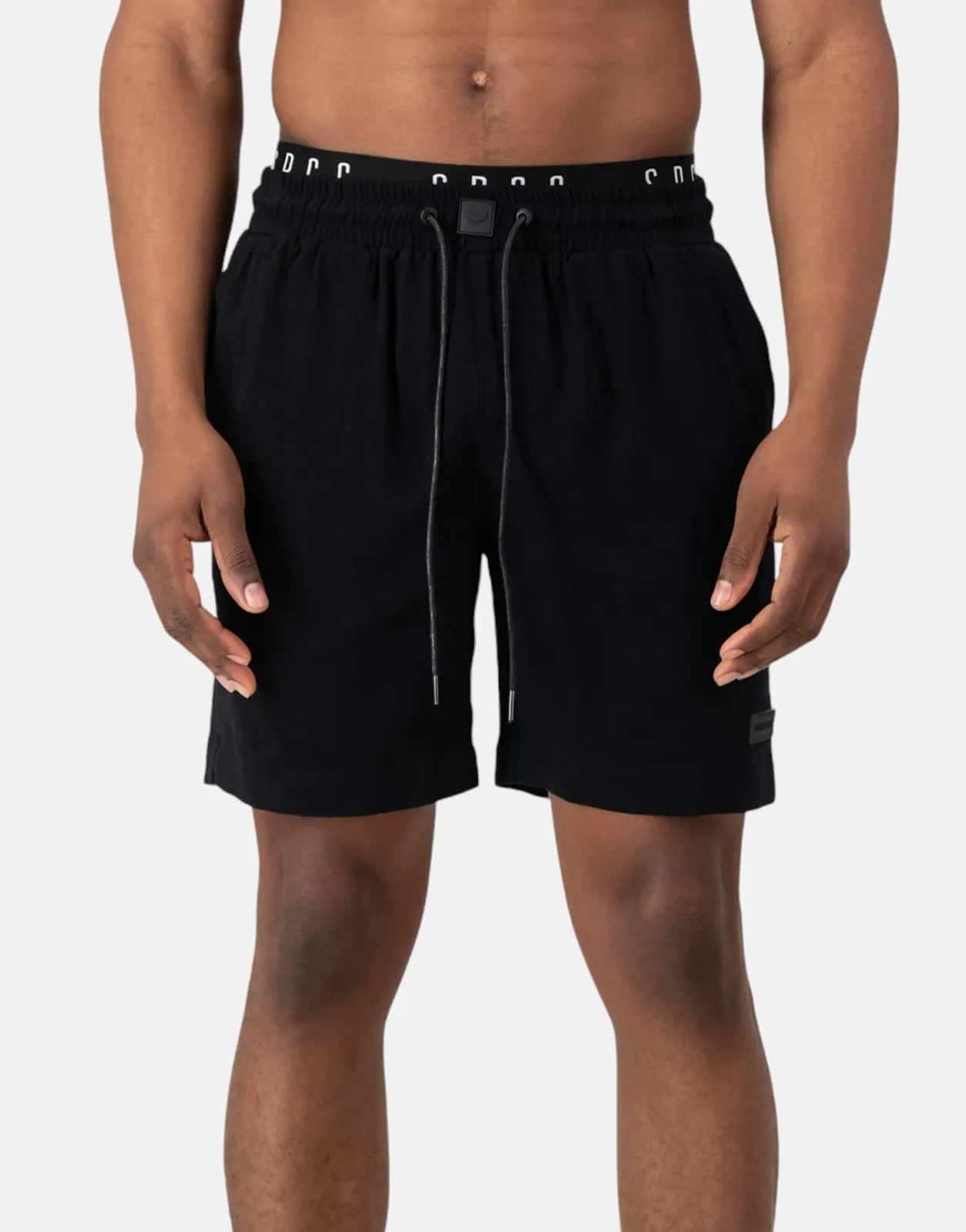 Men's zip - pocket canvas shorts for added functionality during travelSPCC Nielson Woven Black Shorts