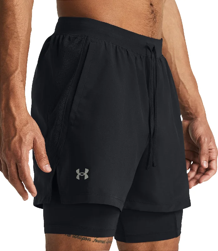 Men's side - stripe track shorts for a sporty running lookUnder Armour Launch 2 In 1 Mens Running Shorts - Black