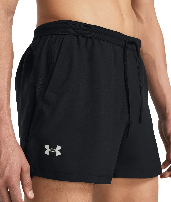 Men's ripped denim shorts for a trendy streetwear aestheticUnder Armour Launch 5 Inch Mens Running Shorts - Black