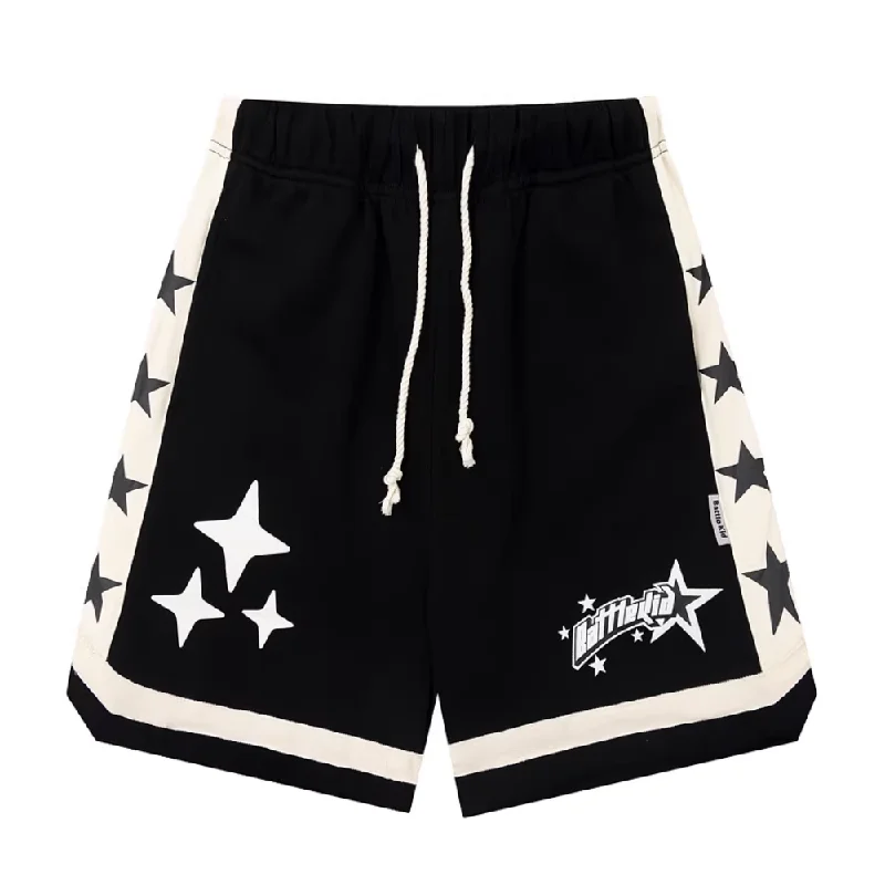 Men's elastic waistband lounge shorts for lazy weekends at homeUrban Stars Graphic Basketball Cotton Shorts