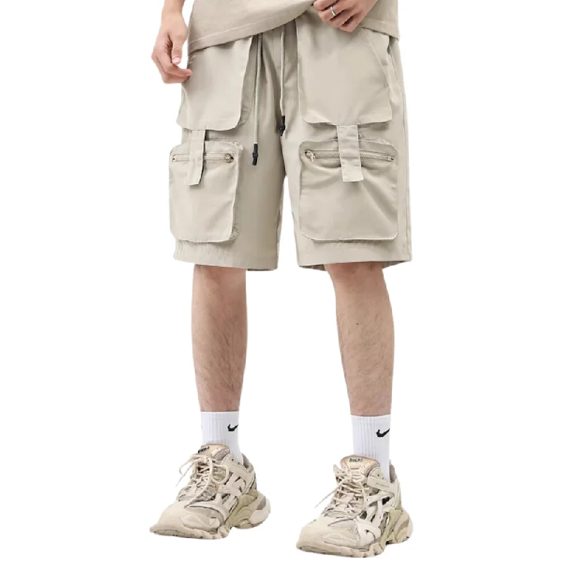 Men's camo print cargo shorts for outdoor adventuresVintage Solid Multi-Pocket Shorts