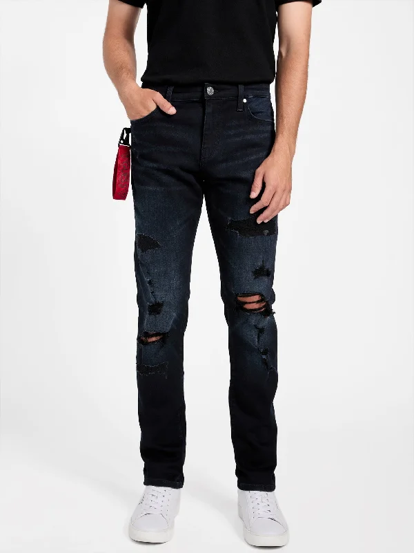 Plus Size Men's Relaxed Fit Jeans with a Tapered Leg for a Laid - Back VibeBowen Destroyed Skinny Jeans