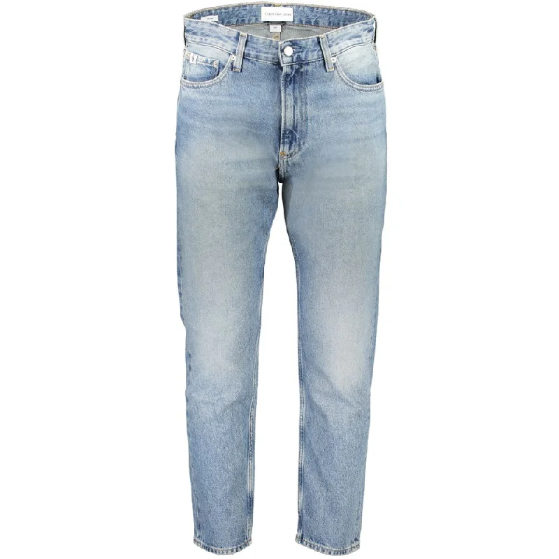 Men's Distressed Jeans with Patches for a Retro and DIY - Inspired AppearanceCalvin Klein blue Cotton Jeans & Men's Pant