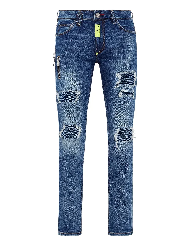 Men's Jeans with a Frayed Hem for a Casual and Effortless StyleDenim Trousers Super Straight Cut