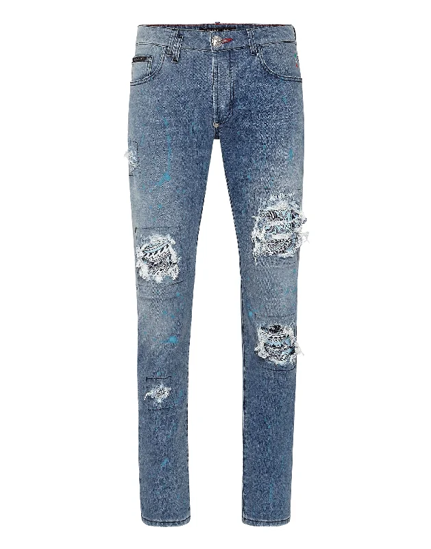 Men's Low - Rise Jeans in a Light Wash for a Casual and Youthful LookDenim Trousers Super Straight Cut Fit