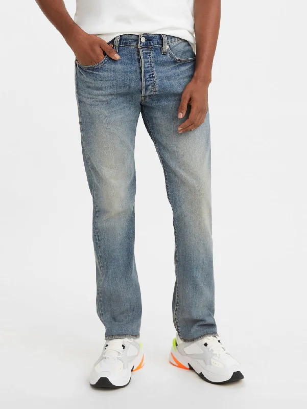 Men's High - Waisted Jeans in a Medium Wash for a Vintage - Style RevivalMen's 501 Blue Regular Fit Button Fly Jeans