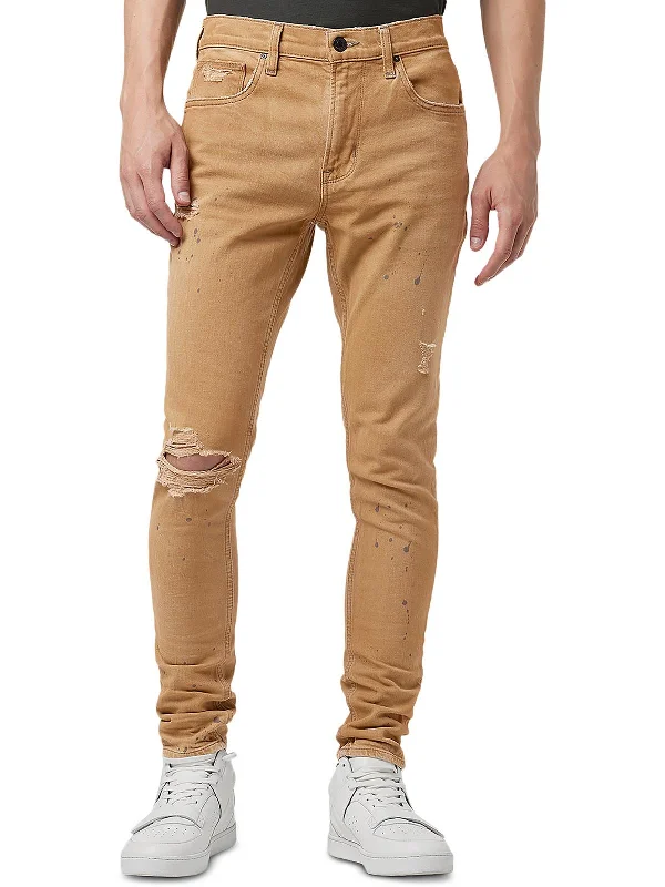 Men's Jeans with a Cargo - Inspired Knee Pocket for Extra StorageMens Denim Distressed Skinny Jeans