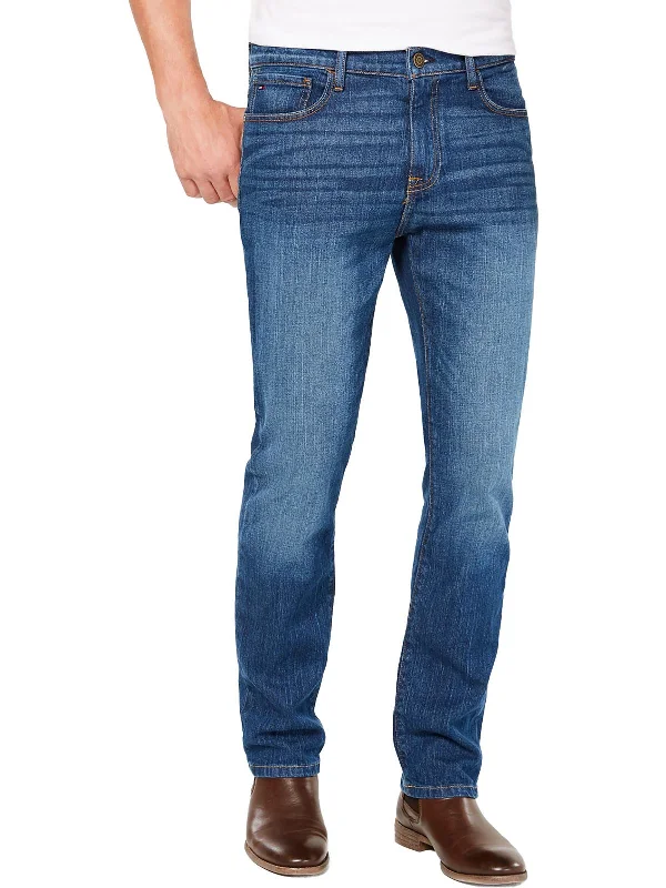 Men's Jeans with a Zip - Off Lower Leg for Convertible StyleMens Denim Stretch Straight Leg Jeans