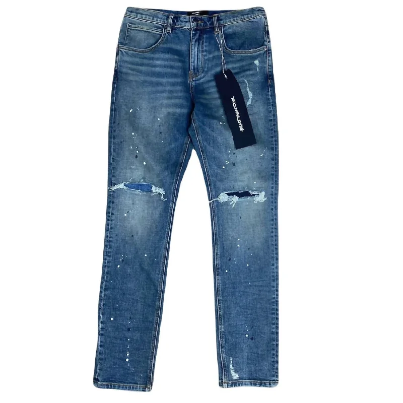 Plus Size Men's Relaxed Fit Jeans with a Faded Wash for a Vintage - Inspired LookMen's Splatter Jean In Vintage