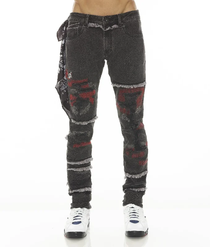 Men's Ripped Skinny Jeans in Acid Wash for an Edgy and Punk - Inspired StyleRocker Slim Motley Crue In Motley