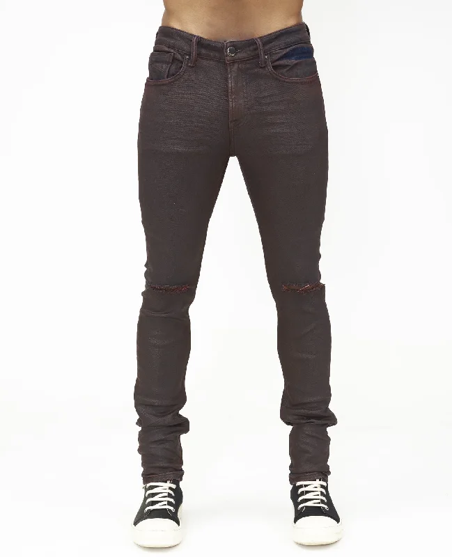 Men's Colored Jeans in Burgundy for a Bold and Fashion - Forward LookStrat Super Skinny Overspray In Burgundy