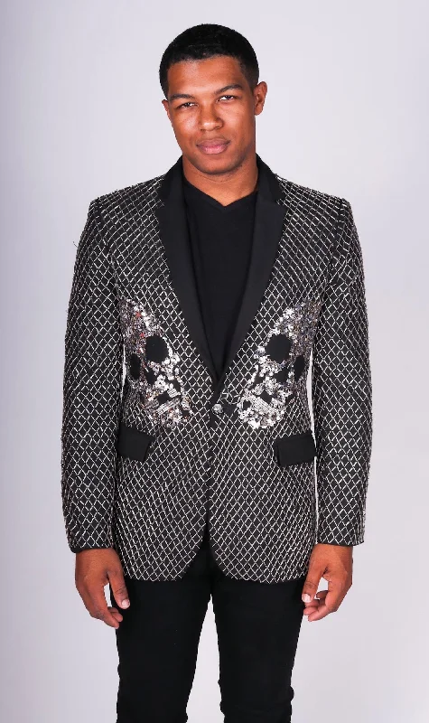 Checkered men jackets in a plaid pattern for a preppy appearanceAny Old Iron Men's 3 Skulls are as good as one Blazer