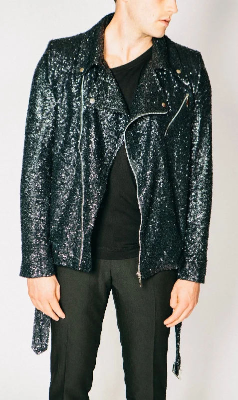 Fleece - lined men jackets for cold - weather commutingAny Old Iron Men's Sequin Biker Jacket