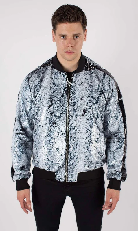 Fleece - lined men jackets for cold - weather commutingAny Old Iron Men's Whitesnake Sequin Bomber Jacket