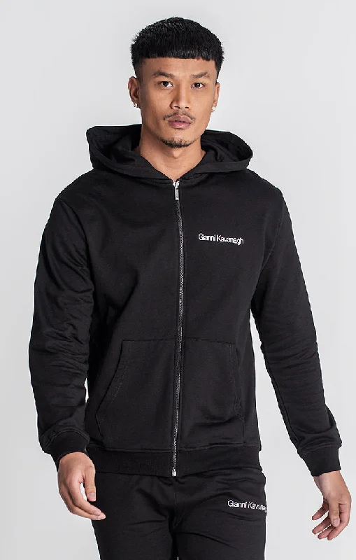 Plus - size men jackets with adjustable drawstrings for a comfortable fitBlack Essential Micro Hoodie Jacket