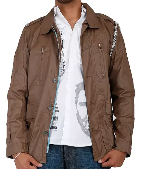 Plus - size men jackets with adjustable drawstrings for a comfortable fitBLANCO LABEL LA COSA NUESTRA MEN'S MILITIA JACKET WITH CHAIN DETAIL STOUT - BL-6041